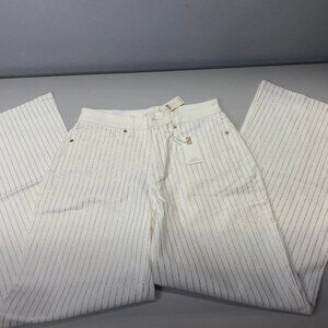 Good American Women's Sparkle-Lined Good Ease Relaxed Jeans White Size 27 | NWT